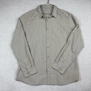 Mountain Equipment Co-op MEC Ultralight Hiking Button Tech Shirt Men's L Beige